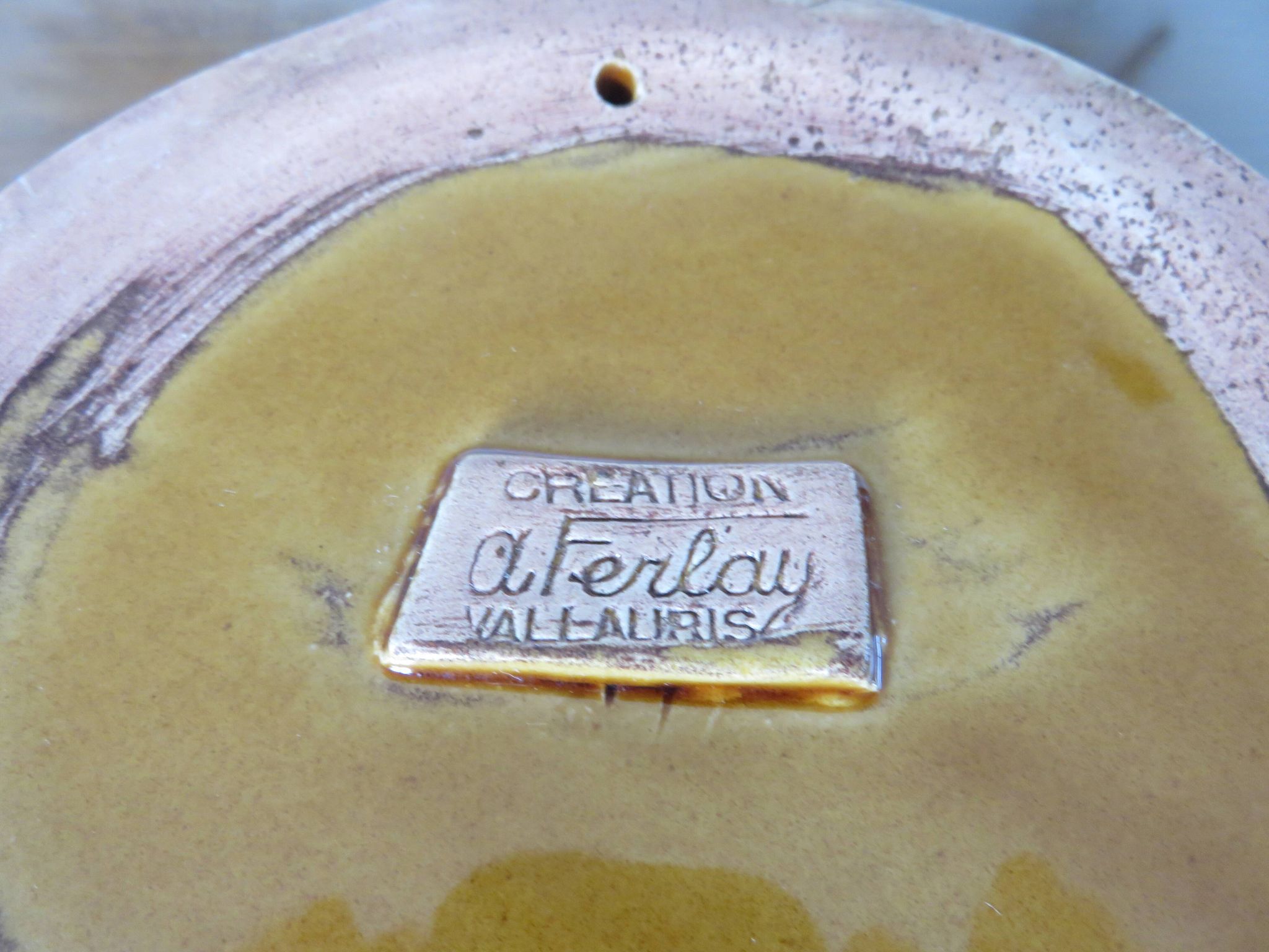 Albert Ferlay Vallauris ceramic bottle coaster 50s 60s