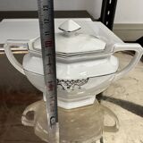 Art Deco sugar bowl circa 1930-40 Czechoslovakian porcelain - Silver trim