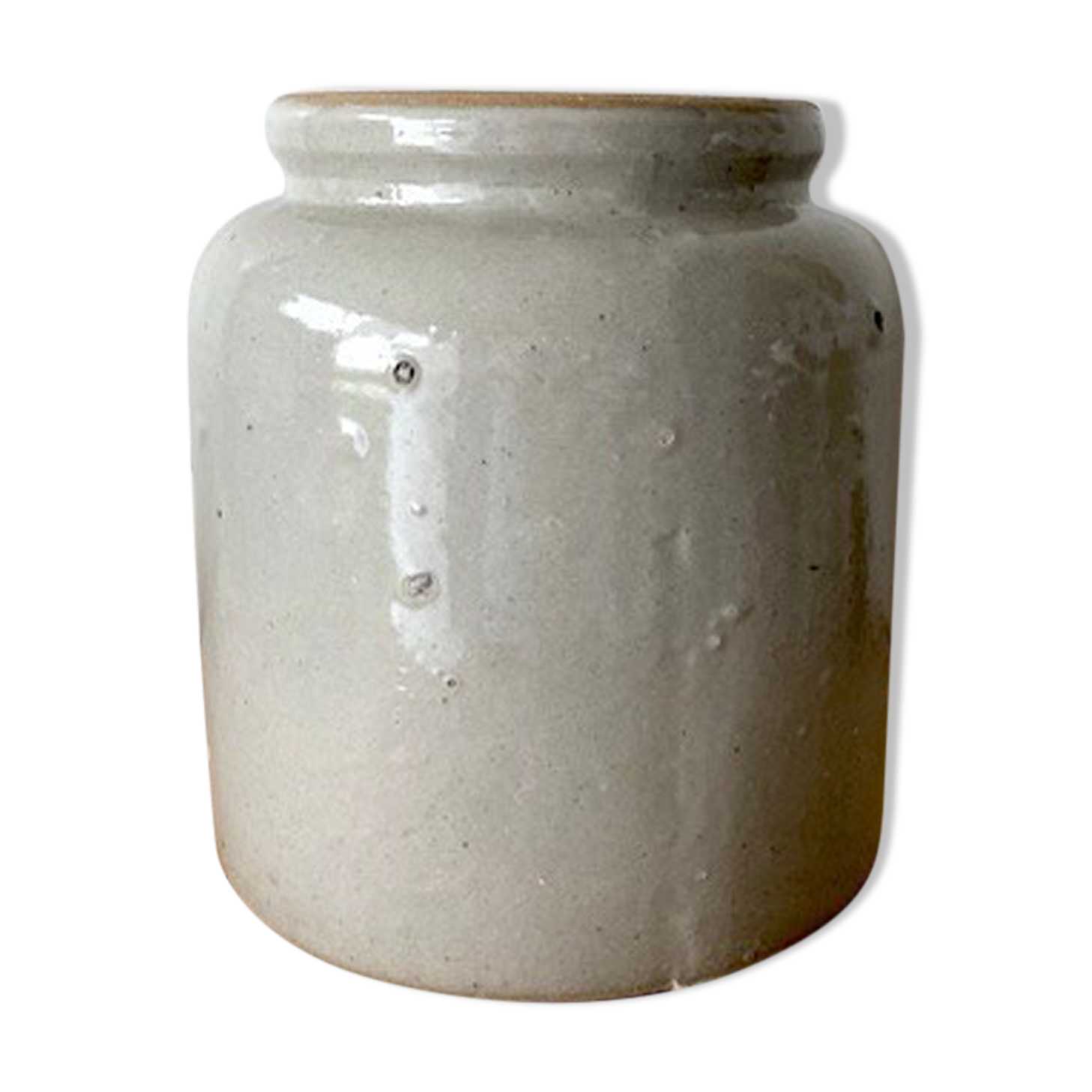 Large white sandstone mustard pot, 5L