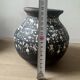 Lot of 3 ancient pots from Indonesia, black terracotta, wabi-sabi.