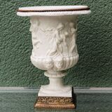 Pair of Medicis Borghese vases in porcelain biscuit and brass.