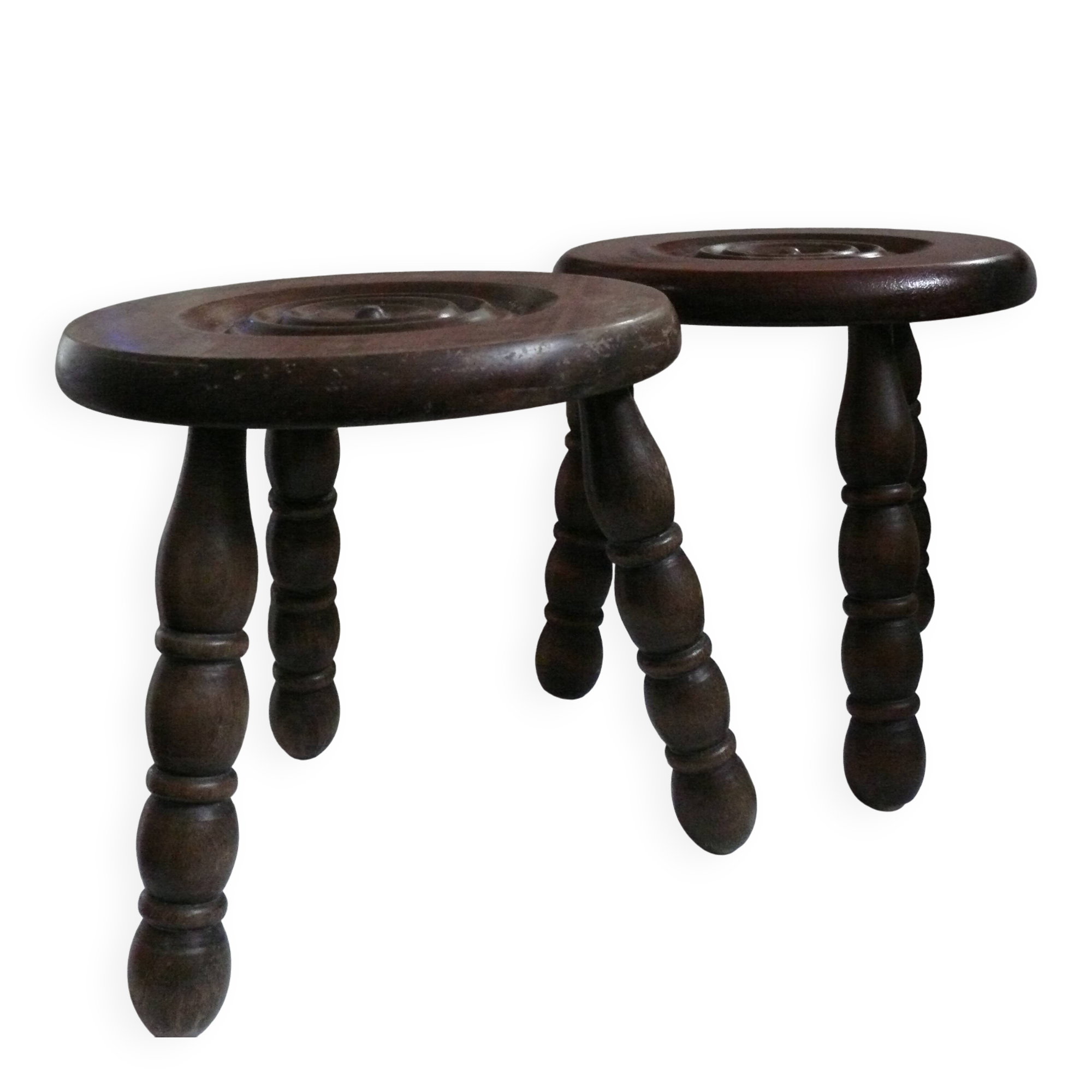 Two milking stools in the charles dudouyt style