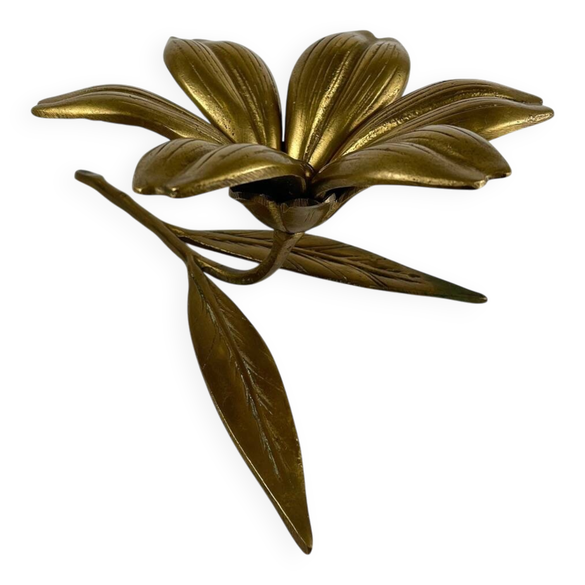 Cendrier Fleur en Laiton, 1970, grand modèle
