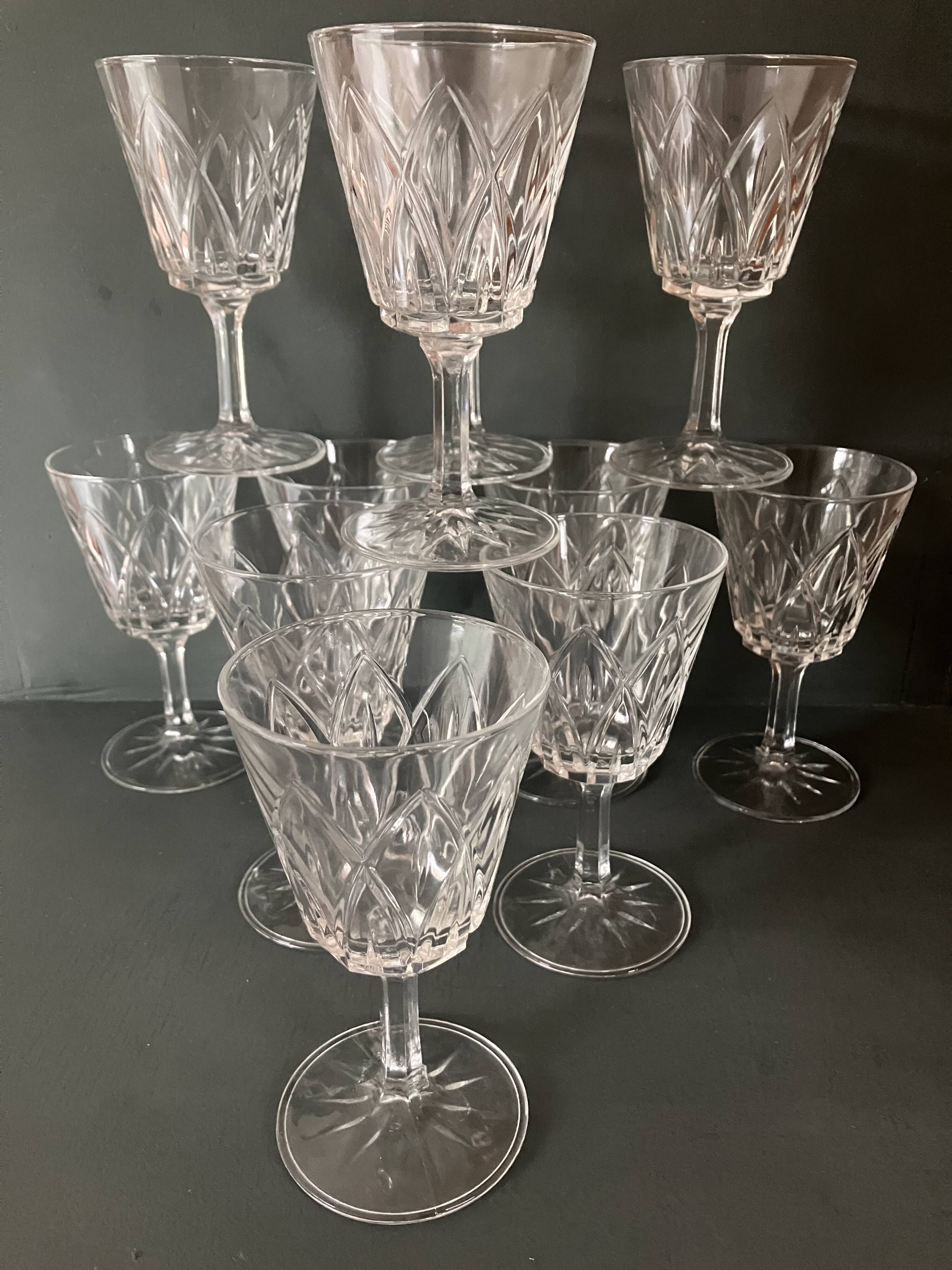 Cut crystal liqueur glasses VMC Reims Harlequin