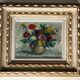 Tableau: oil on canvas - still life with a bouquet of dahlias