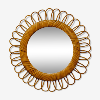 Sun rattan mirror 32x32cm