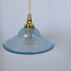 Art Deco blue glass pendant light, moulded glass shade — Ø19 cm — 3 available