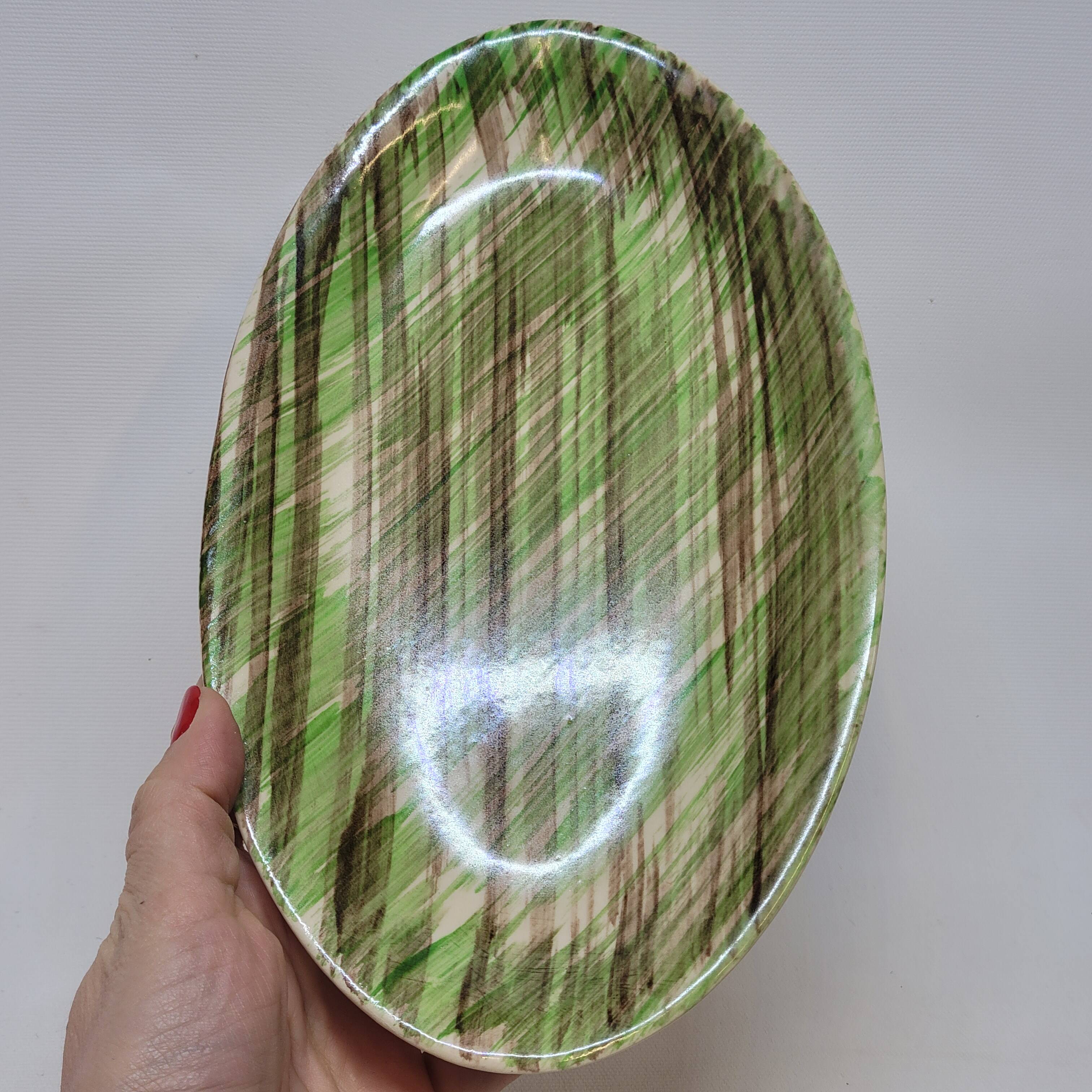 2 Oval Plates Dishes Saint Clément France Vintage Hand Painted