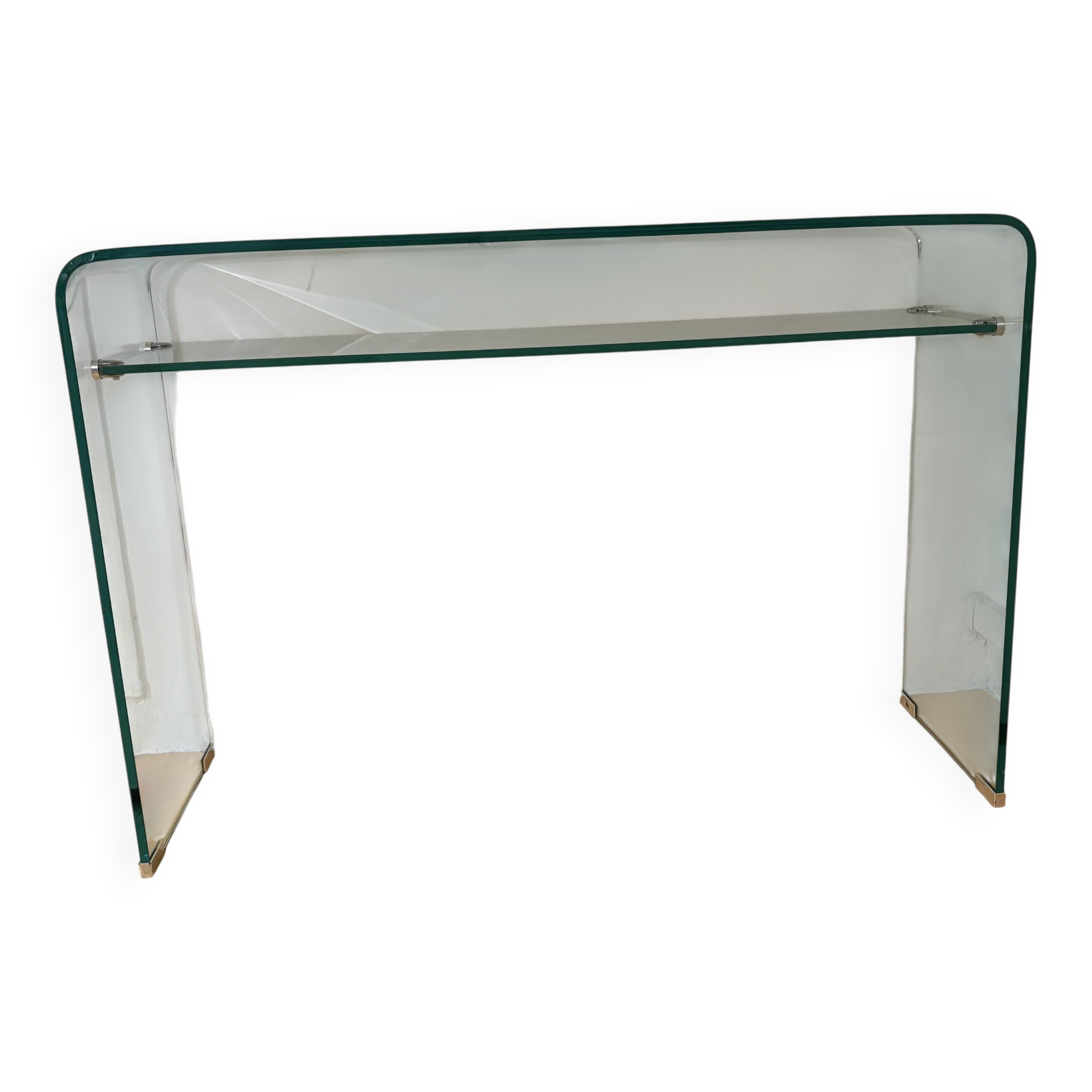 Console/bureau en verre trempé