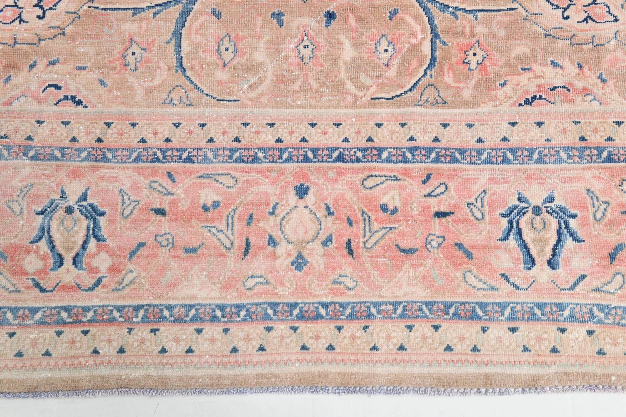 Tapis persan classique antique 57s rose blush bleu 10x13, 293x388 cm