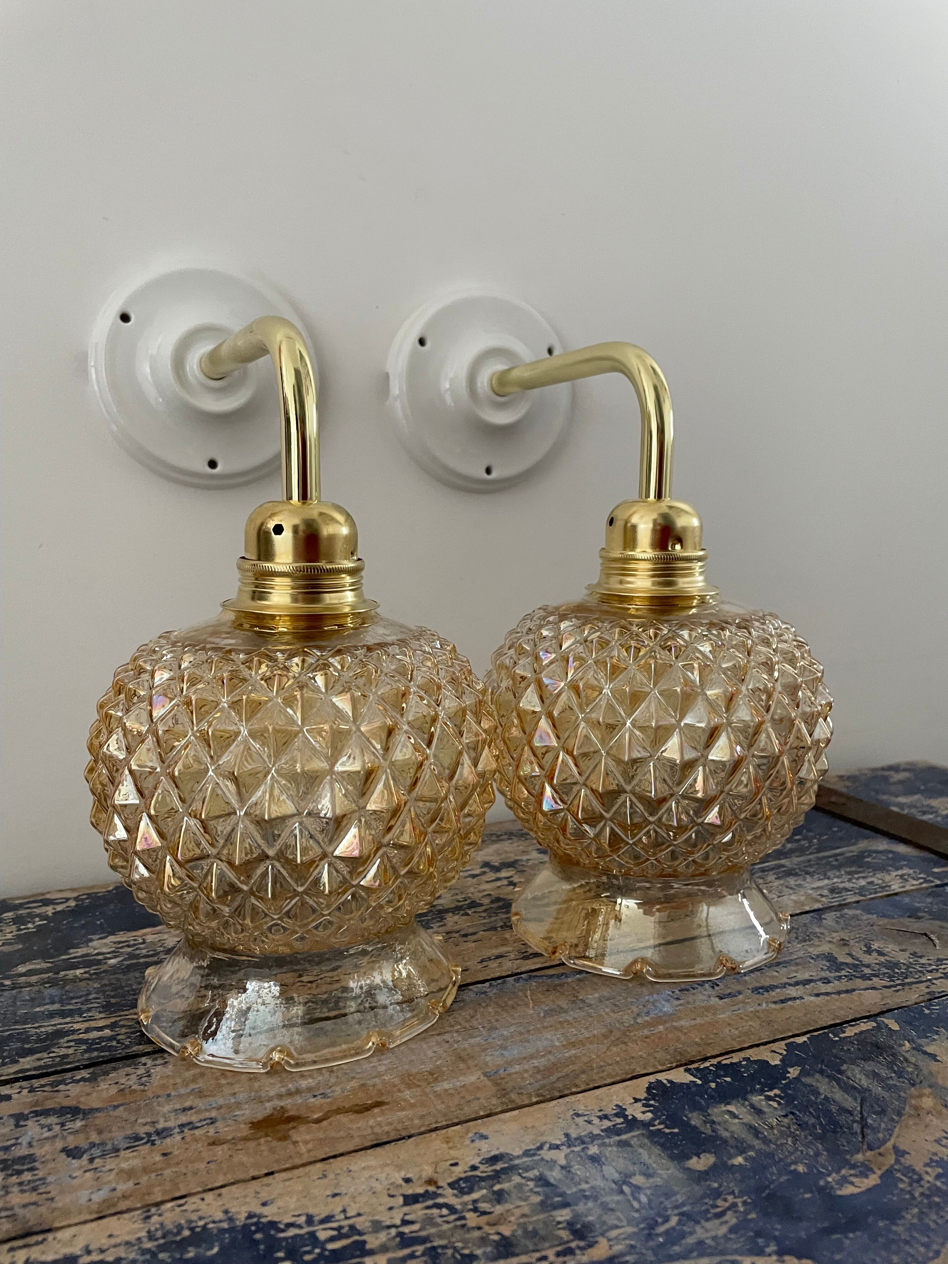 Set of vintage gold wall lights