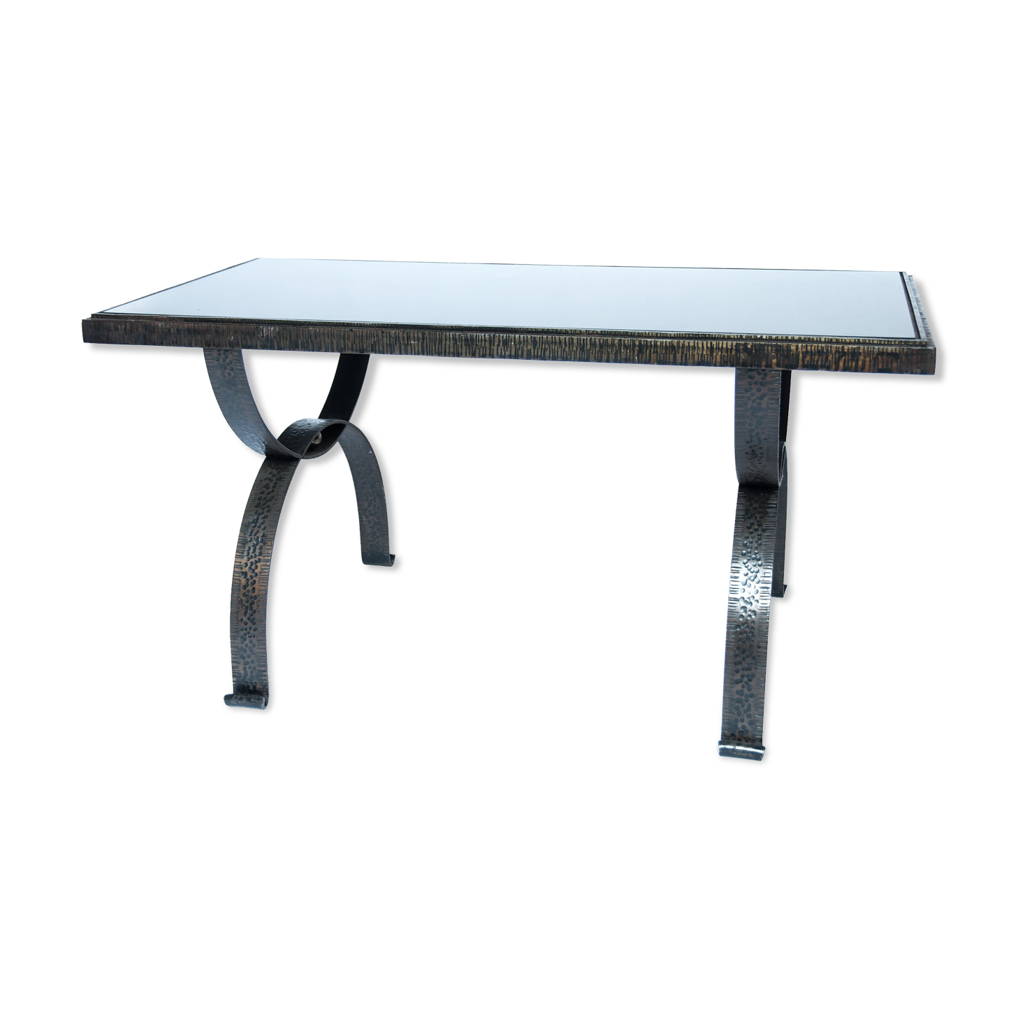 Table d’appoint en fer forgé vintage brutaliste par Raymond Subes