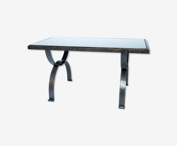 Table d’appoint en fer forgé vintage brutaliste par Raymond Subes