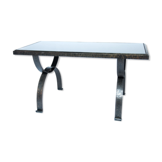 Table d’appoint en fer forgé vintage brutaliste par Raymond Subes