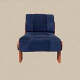 Blue corduroy and solid wood heater