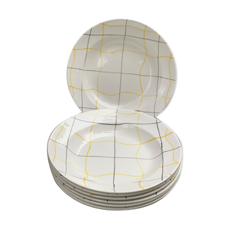 Set of 6 hollow plates old long-earthenware