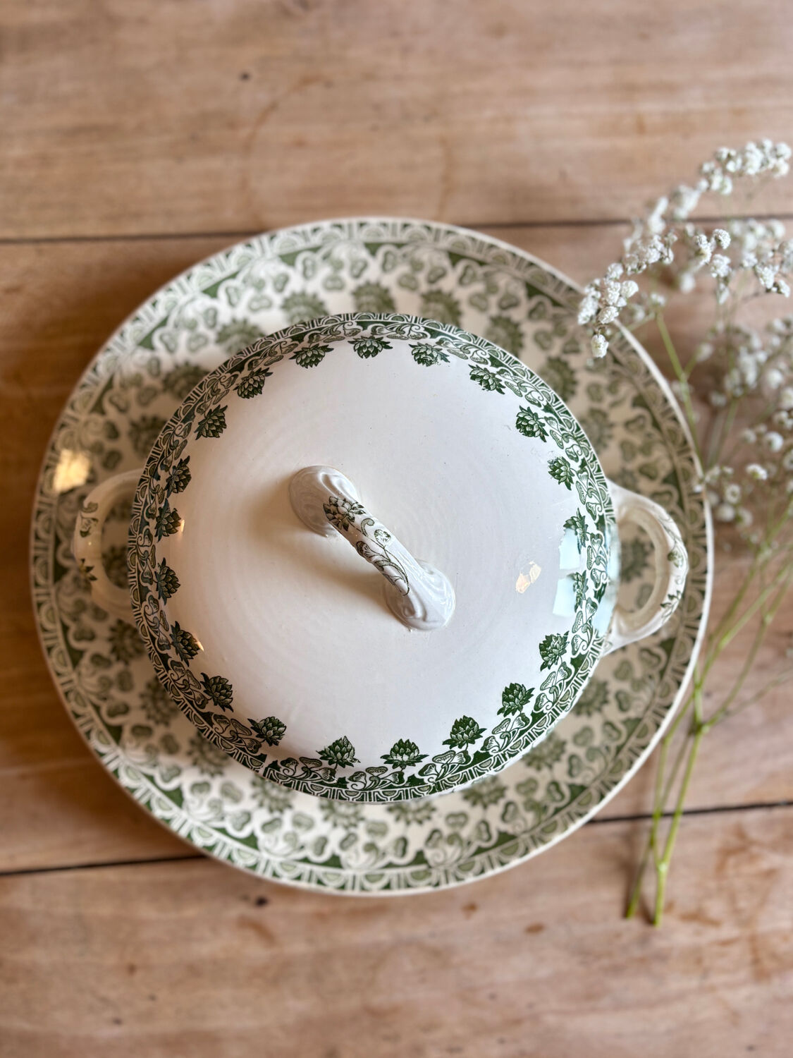 Vintage ironstone tureen and dish - Trèfle de Badonvillier model