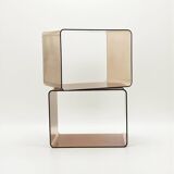 Pair of Vintage 70s Smoked Plexiglass Stands