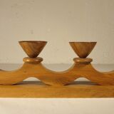 Wooden candlestick, vintage crafts