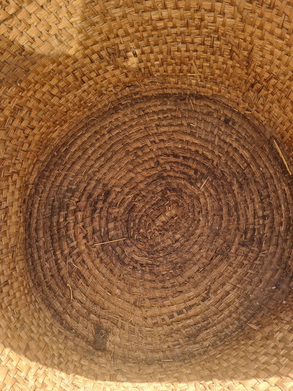 Vintage rattan grain basket