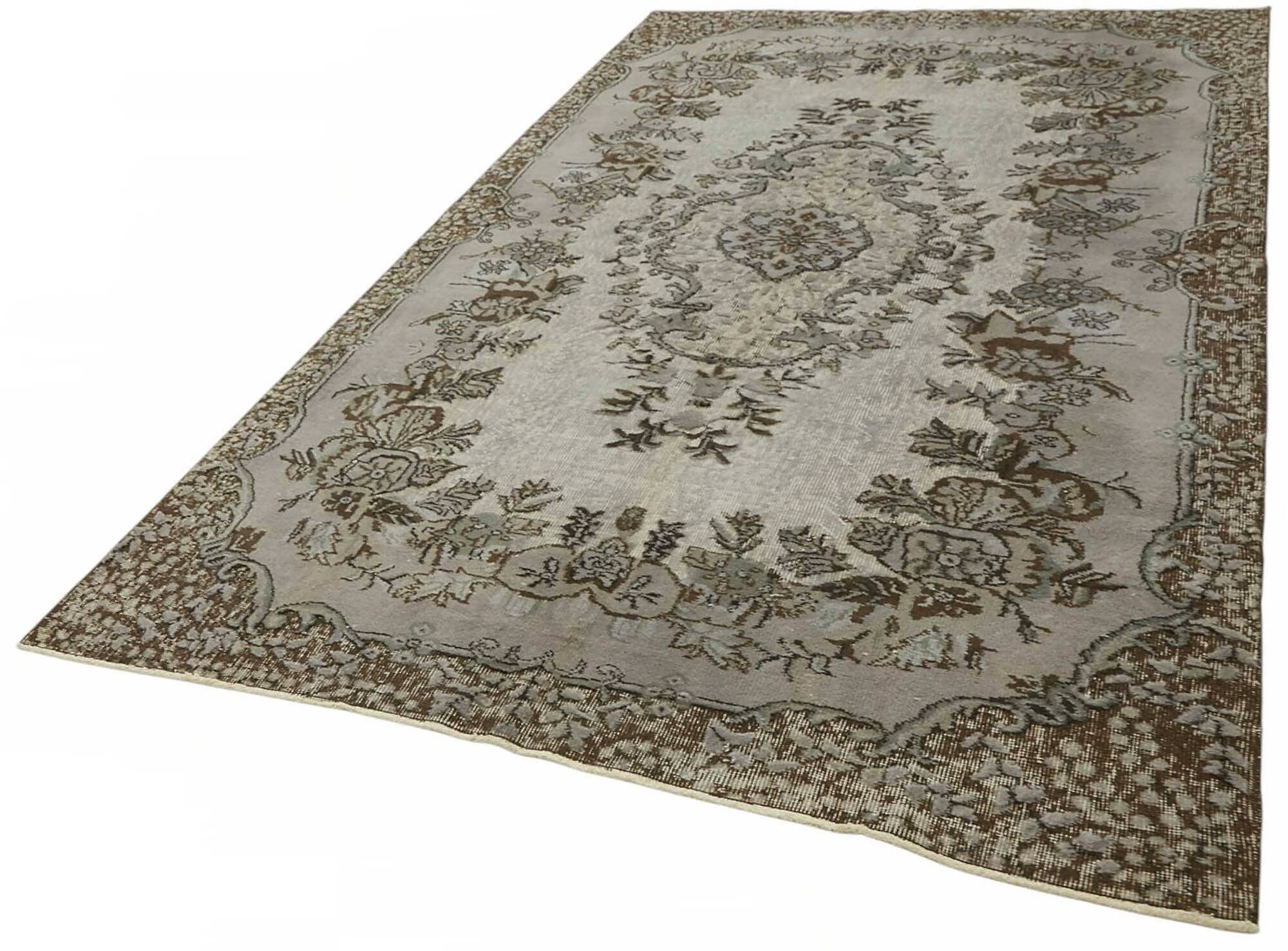 Overdyed Wool Vintage Handmade Carved Rug 183 cm x 293 cm