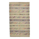 4x8 Soft Pastel Green Vintage Kilim Rug, 139x241Cm SK 33042