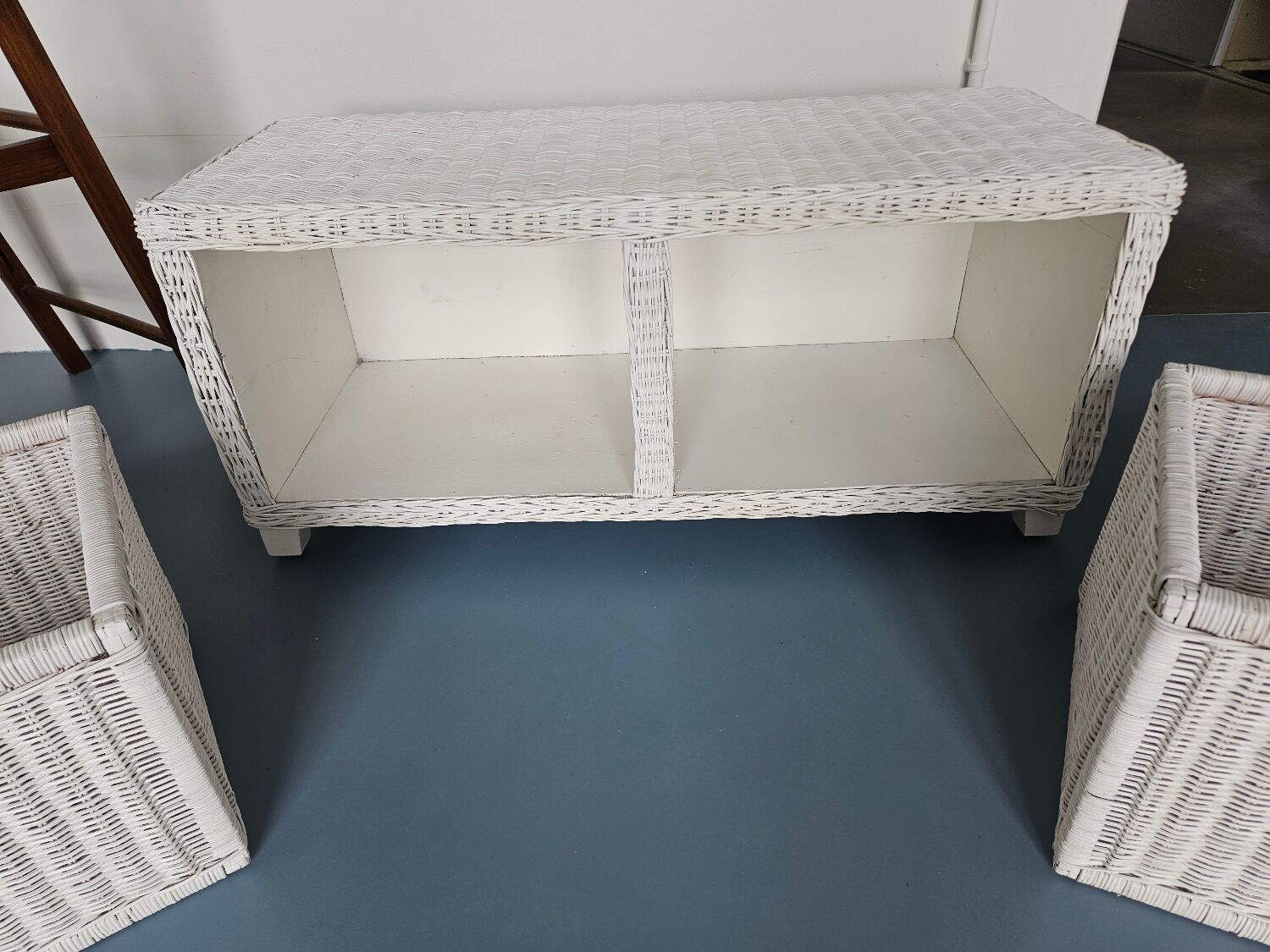 Rattan storage bench