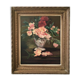 Tableau huile bouquet de pivoines