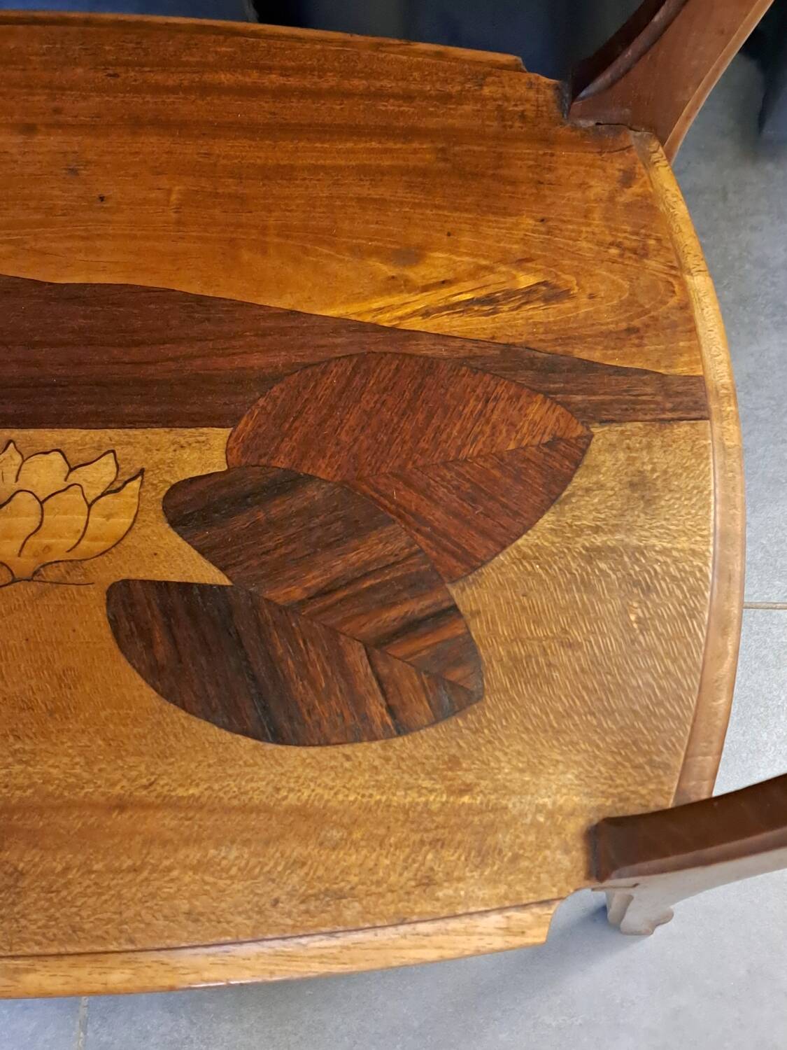 Art Nouveau coffee table with marquetry.