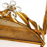 Metall wall mirror and matching shelf gold plated plated by Banci Firenze