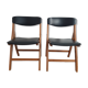 Set of 2 folding chairs in wood and skai
