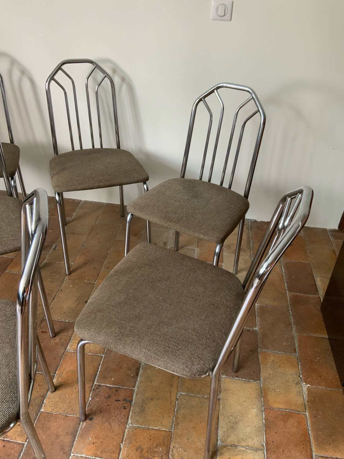 6 chrome metal chairs
