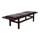 Large black wood and leather bench, 20th century work