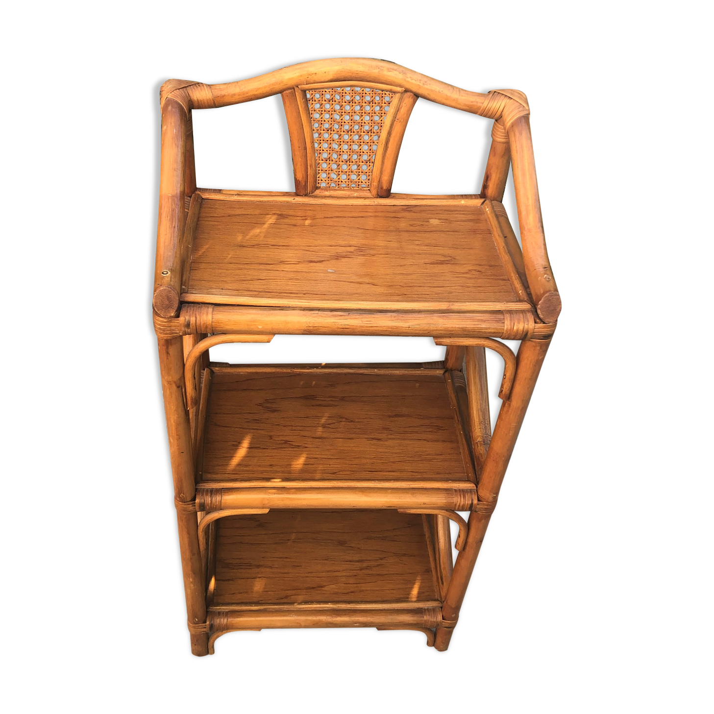 Rattan and bamboo shelf