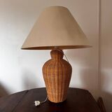 Vintage woven wicker lamp