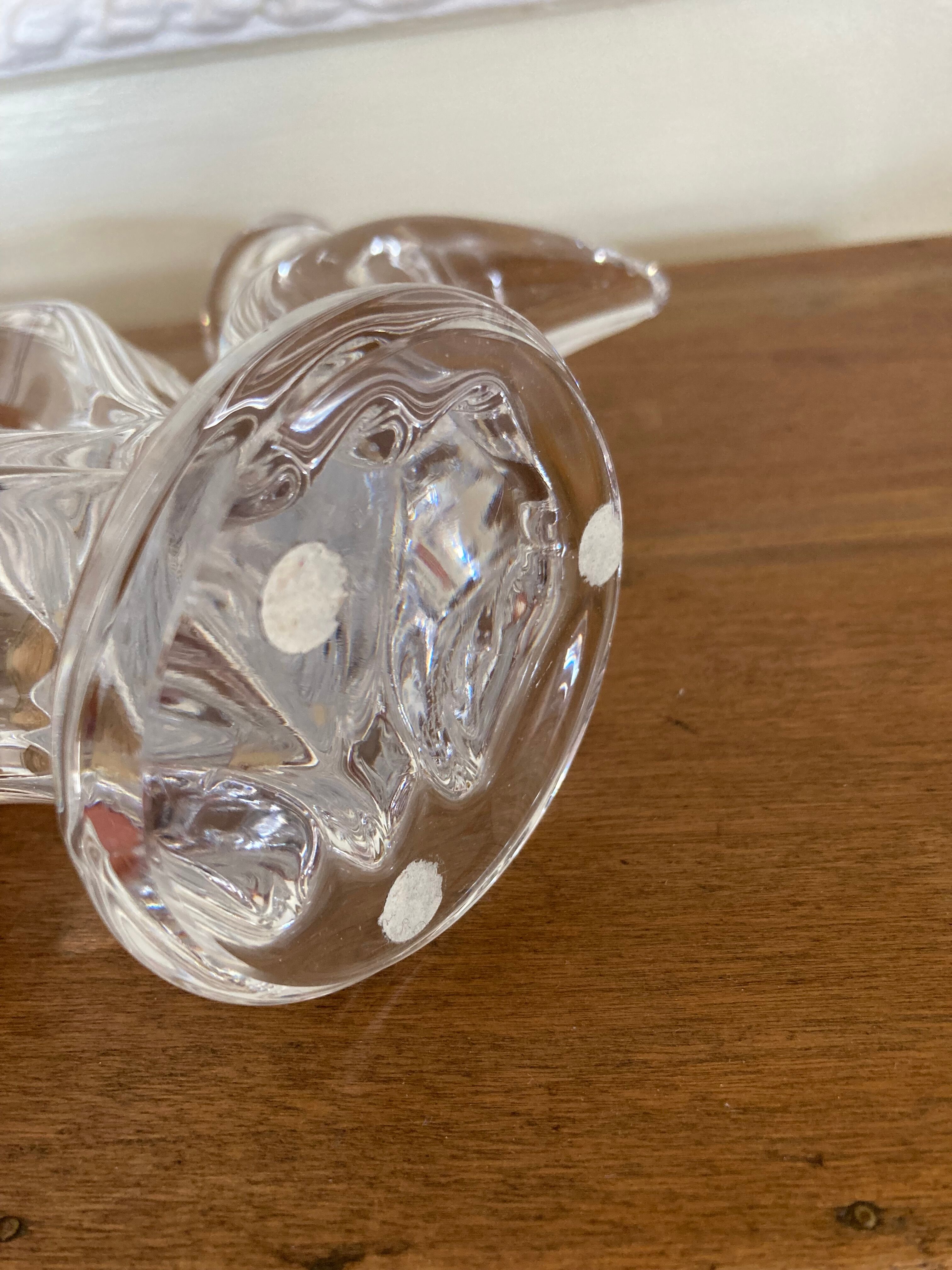 Double crystal candle holder from vannes le chatel 60s