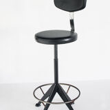 Vintage swivel workshop chair in skai and iron, Spain 1960