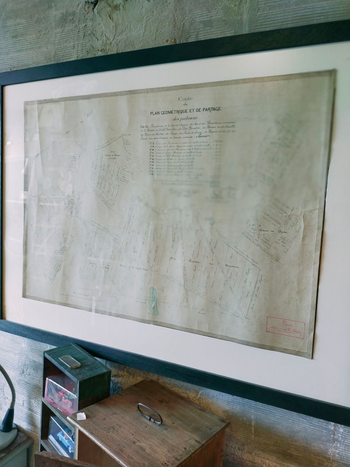Plan cadastral "géométrique et de partage" de 1852 entoilé