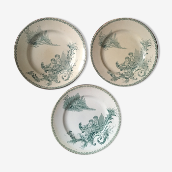 Assiettes plates terre de fer Saint -Amand Trianon