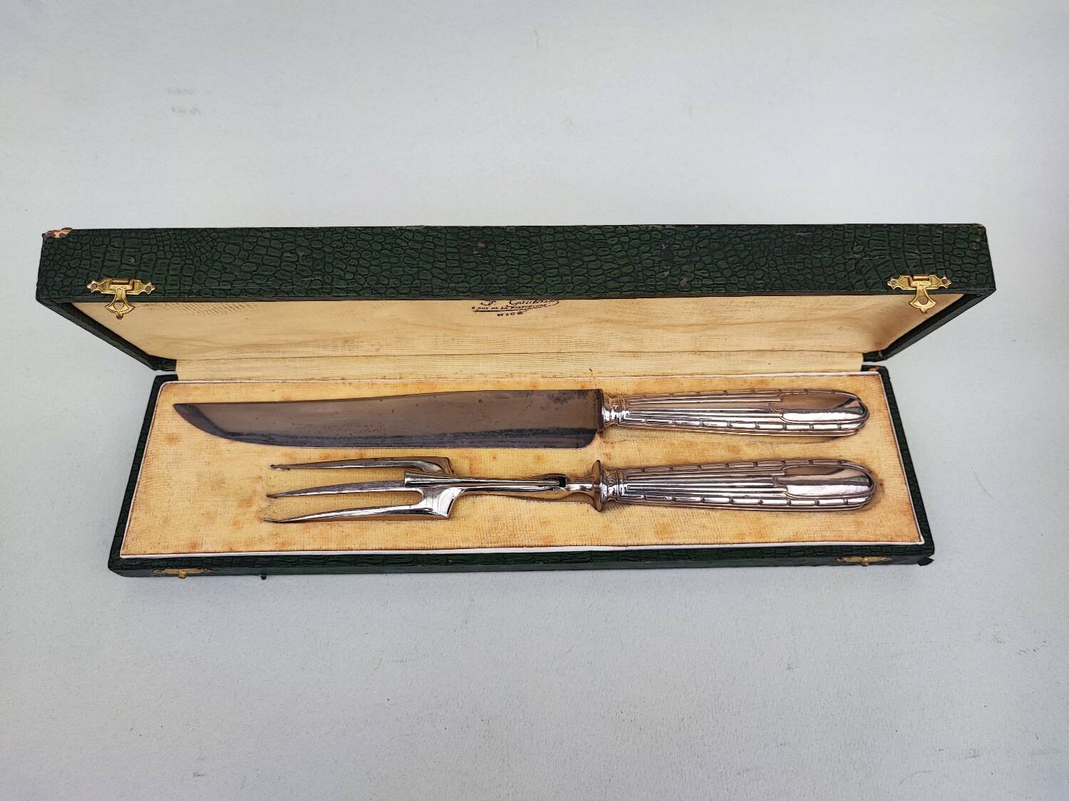 Silver carving knife and fork