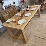 Solid oak table with birch extensions