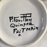 4 assiettes à huîtres  barbotine Paul Fouillen Quimper