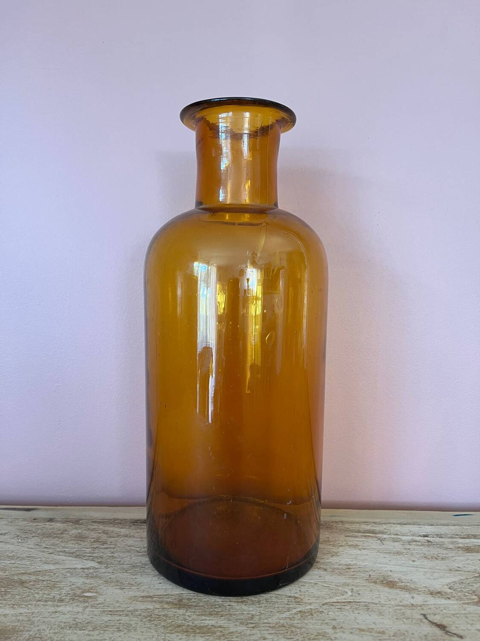 Amber glass vase bottle