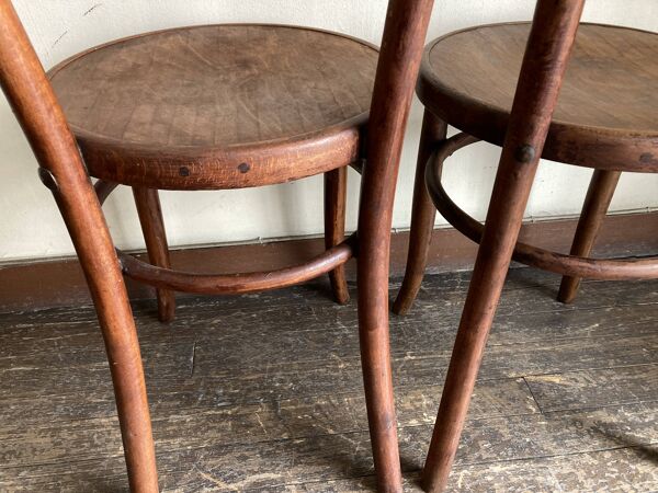 Set de 4 chaises bistrot Fischel en bois courbé chapeau de gendarme 1920