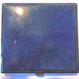 Art deco cigarette case, silver and vermeil and blue enamel