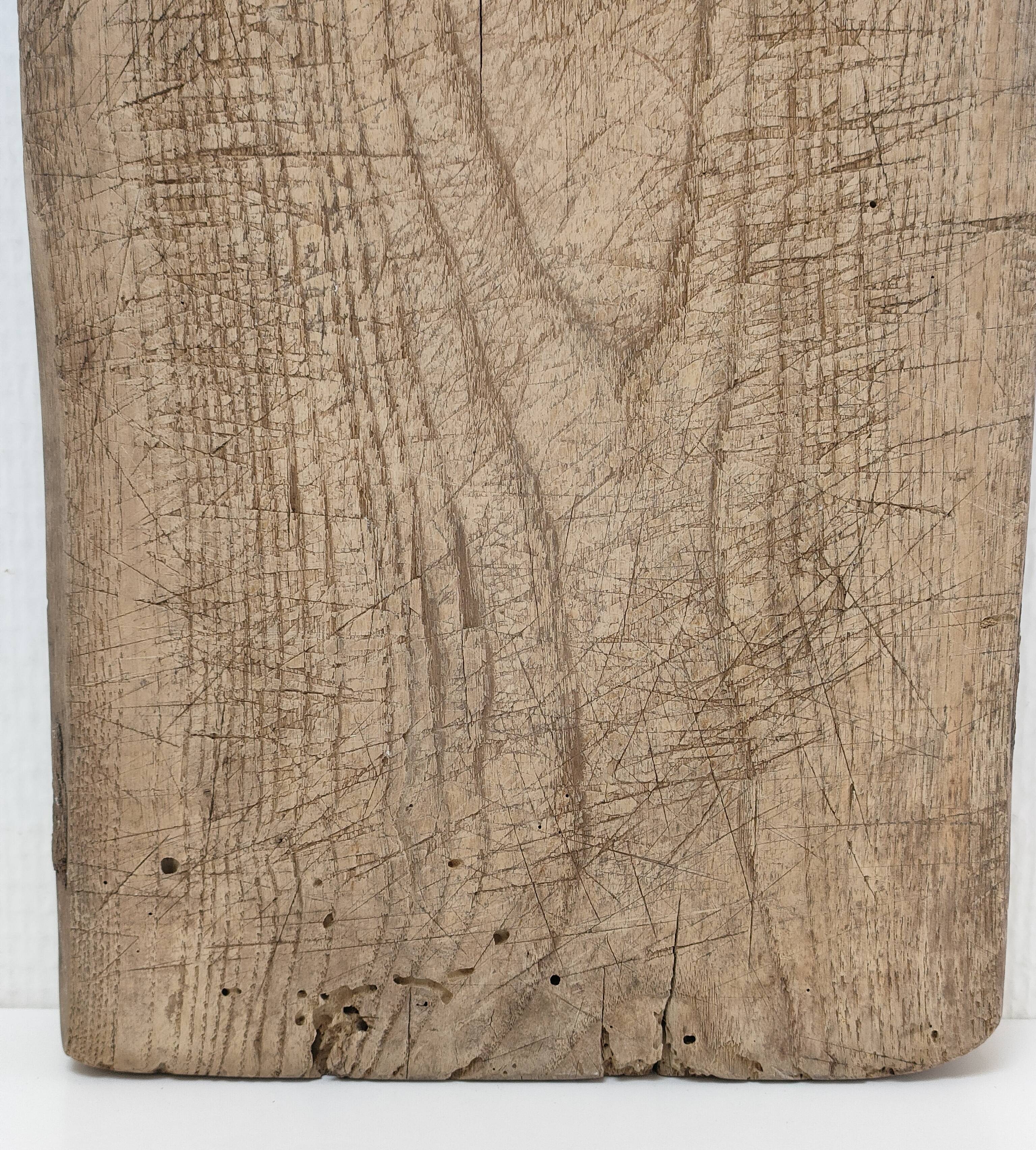 Cutting board solid wood patinated thick early twentieth century