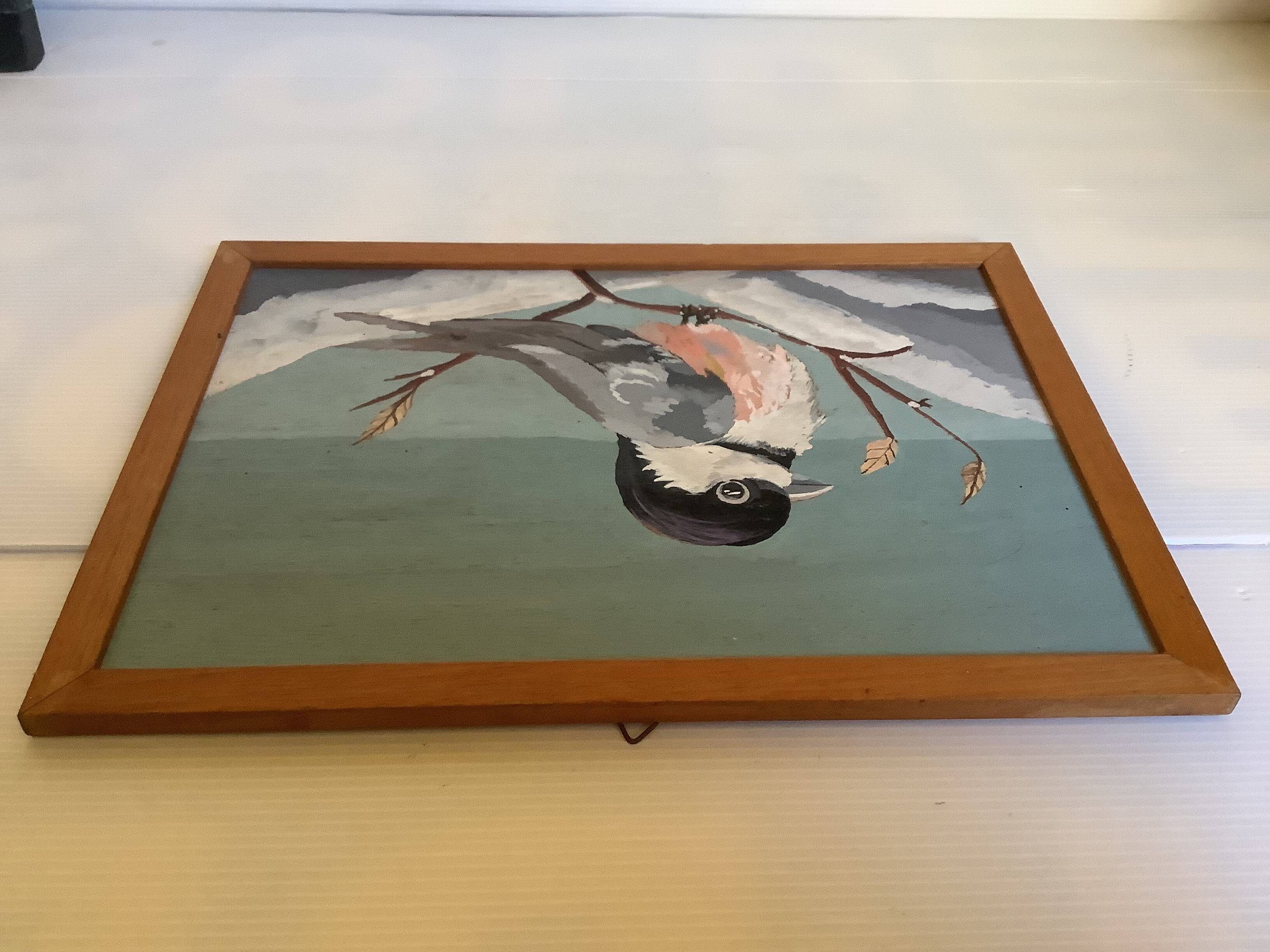 Small bird oil on panel painting