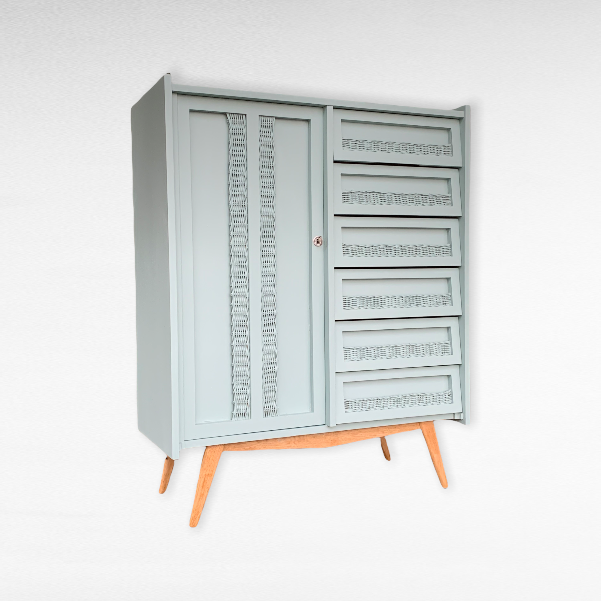 Wardrobe chest of drawers vintage compass feet 1950