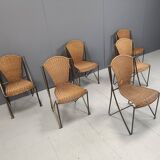 Set of 6 Abanica chairs in wicker by Oscar Tusquets for Aleph, 1990s