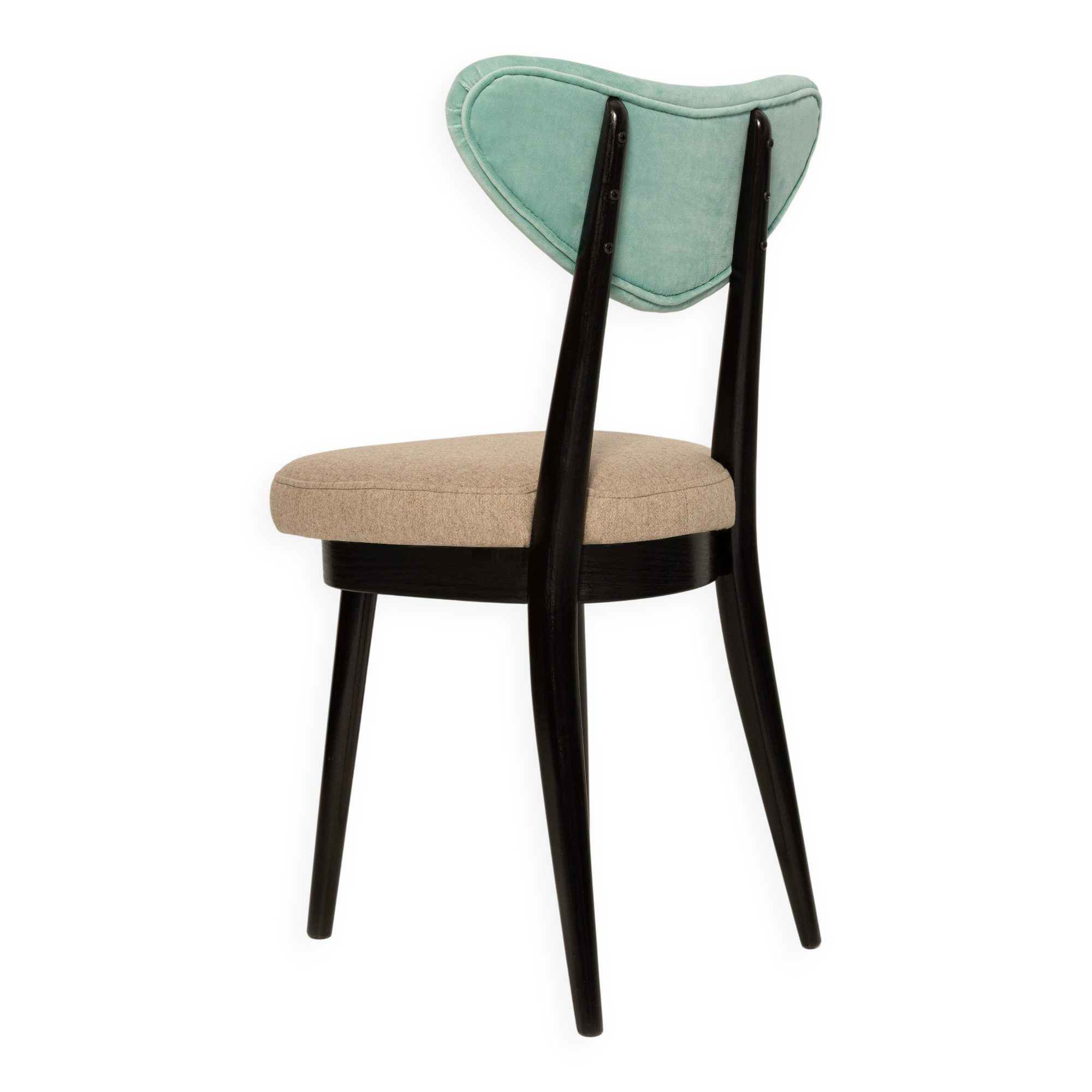 Beige and green mixed wool heart-shaped chair, mid-century, Europe, 1960s.